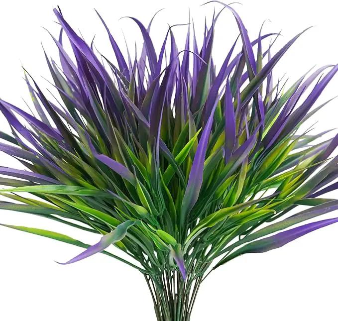 Uieke 28 Bundles Artificial Outdoor Plants UV Resistant Fake Grass Plants Faux Plastic Plants Greenery Shrubs for Home Garden Pathway Window Box Front Porch Cemetery Spring Summer Decor, Purple by GreenHaven Gardens