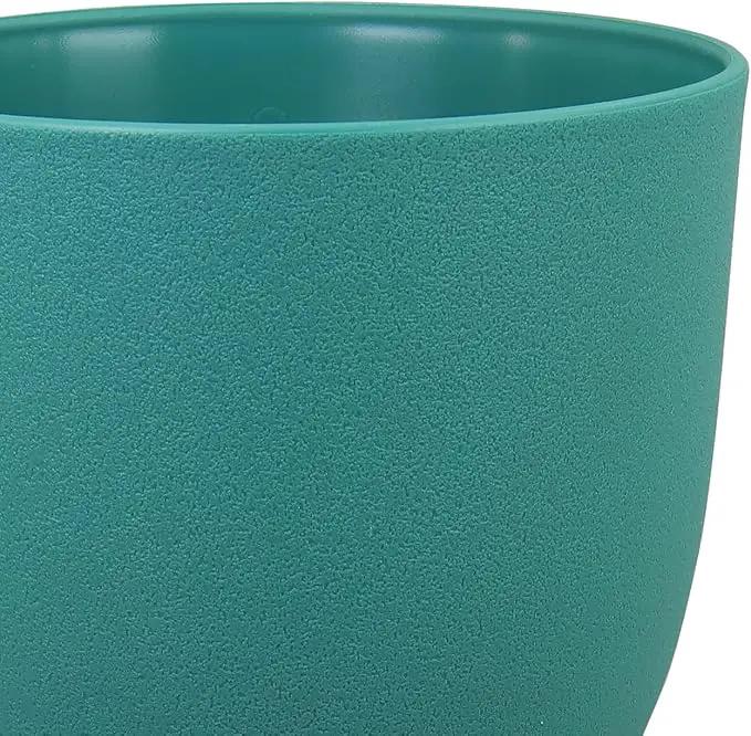 Flower Pots 10/9/8 inch, Set of 3 Modern Decorative Plastic Planters with Drainage Holes and Tray for House Plants Indoor Flowers Plants, Plant Pots for Indoor Outdoor Plants, Blue Green by GreenHaven Gardens