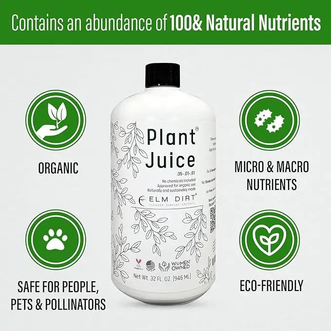 Elm Dirt Plant Juice Organic Fertilizer for All Plants - Indoor or Outdoor (1 Bottle) by GreenHaven Gardens