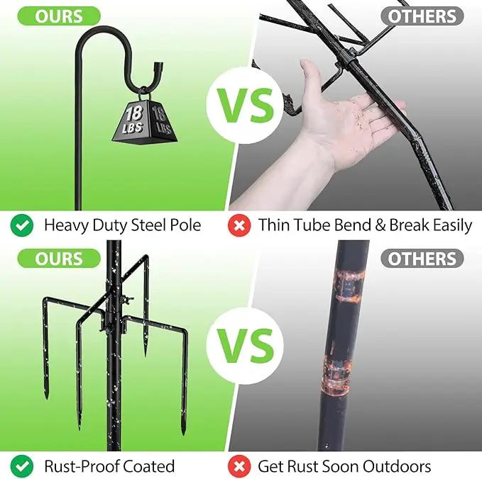 Bird Feeder Pole, 94" Shepherds Hooks for Outdoor, Hummingbird Feeders Stand Heavy Duty with Stable 5-Prong Base, Hanging Plant Shepherd Hook Hanger Stick for Outside Garden Yard Wedding by GreenHaven Gardens