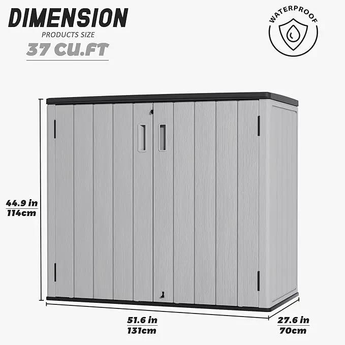 Large Outdoor Storage Box,Resin Sheds&Outdoor Storage Waterproof/Lockable,Outdoor Storage Cabinets for Balcony,Garage,Backyard (37Cu.ft-Pale Grey) by GreenHaven Gardens