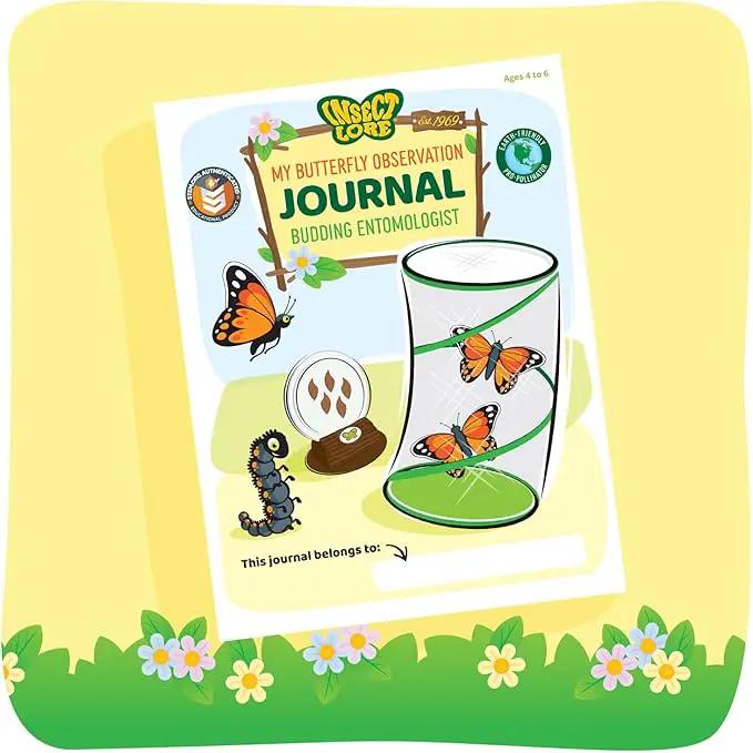 Insect Lore Butterfly Garden Kit – 10 Live Caterpillars, Habitat, STEM Journal, 2 Chrys-a-lid Holding Logs & Feeder – Grow & Release Painted Lady Butterflies – Educational Science Toy by GreenHaven Gardens