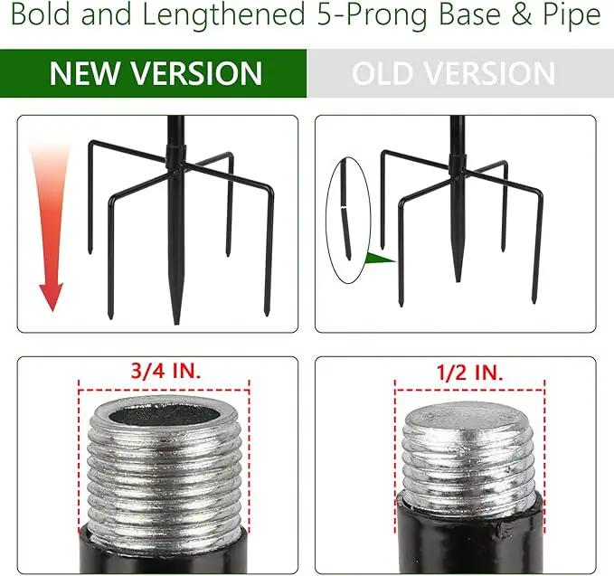 Shepherds Hooks for Outdoor Hummingbird Bird Feeder Pole Hanger 67 Inches with 5 Prongs Base Stainless Metal Adjustable Garden Hanging Holder Weddings Garden Decor Butterfly 2-Pack Black by GreenHaven Gardens