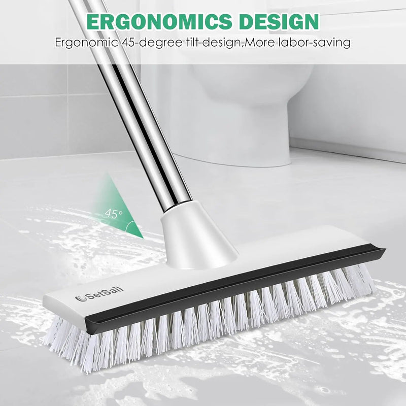SetSail Floor Scrub Brush with 51-Inch Long Adjustable Handle 2 in 1 Scrape Brush Stiff Bristle Floor Scrubber for Cleaning Shower Bathroom Garage Kitchen Wall Deck Tub Tile, 2 Pack by GreenHaven Gardens