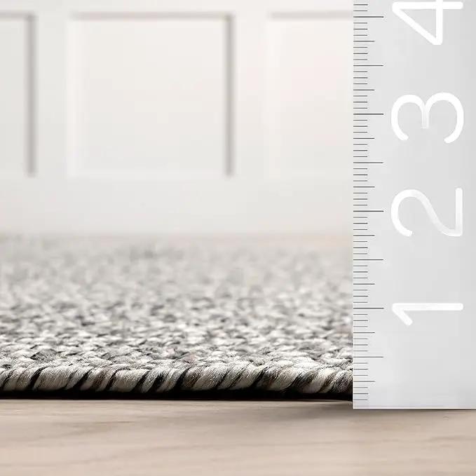 nuLOOM 4' Round Solid Hand Braided Indoor/Outdoor Area Rug, Pet-Friendly, High Traffic, Weather Resistant, for Patio, Balcony, Bedroom, Living, Dining Room, Wynn Salt and Pepper by GreenHaven Gardens
