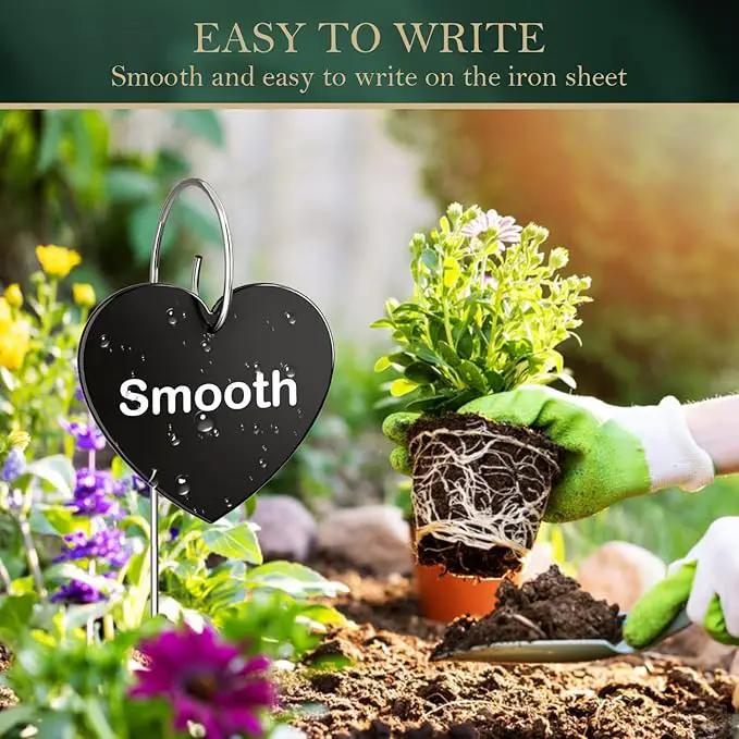 60-Pack Iron Metal Heart Shaped Garden Markers Weatherproof Metal Plant Labels Large Planting Seedling Stake Signs, for Seedlings Herbs Vegetable Greenhouse Gifts with White Marker Pen Labels by GreenHaven Gardens