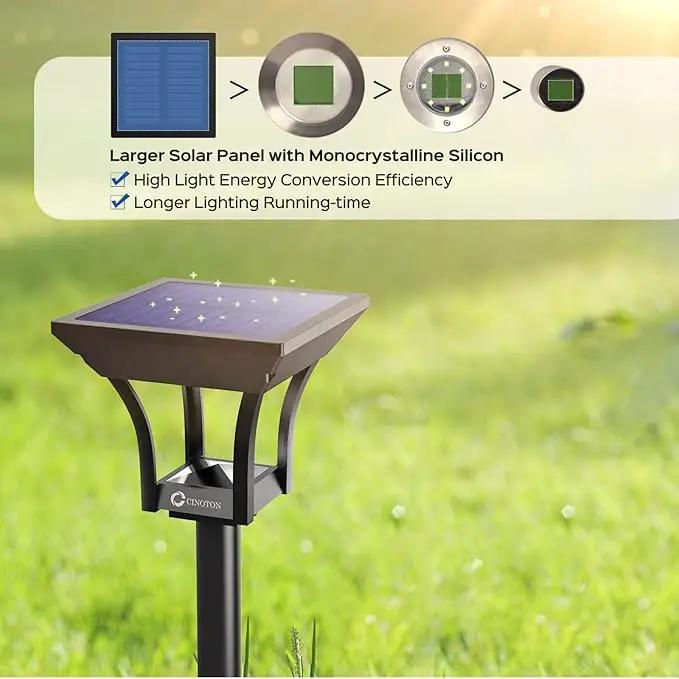 CINOTON Outdoor Solar Landscape Pathway & Wall Lights with 2 Brightness Modes, IP65 Waterproof LED Solar Powered Garden Lights for Patio Lawn Porch Walkway Backyard Driveway Sidewalk Warm White 4 Pack by GreenHaven Gardens