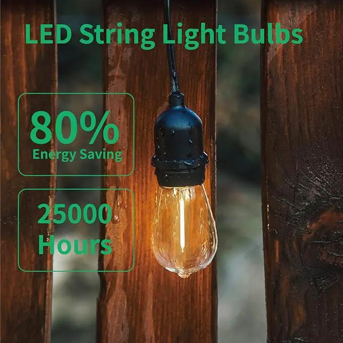 Meconard Shatterproof LED S14 Replacement Light Bulbs,E26 Medium Screw Base, Vintage Edison Bulbs Equivalent to 11 Watt, Fits for Commercial Outdoor Patio String Lights, 2200K Warm White, 15 Pack by GreenHaven Gardens