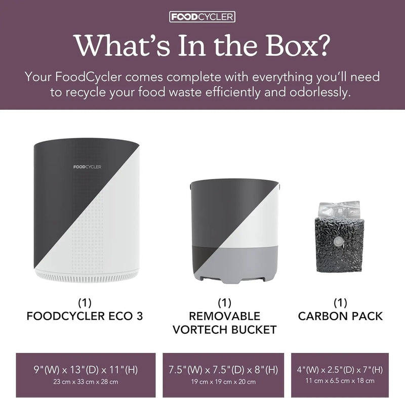 Eco 3 Compact Kitchen Food Recycler | Indoor Composter Bin Alternative | Electric Countertop Food Waste Disposer with Odorless 3.5L Indoor Food Waste Bin for Easy Waste Management | Grey by GreenHaven Gardens