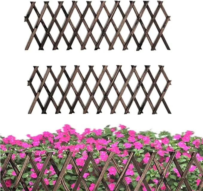 2 PCS Expandable Garden Trellis, 12" x 75" Wooden Lattice Fence Wall Panel Stretchable Decorative Fences Lattice Trellis for Climbing Plants Outdoor Ivy Vine Rose Clematis Garden Patio Room Decor (2) by GreenHaven Gardens