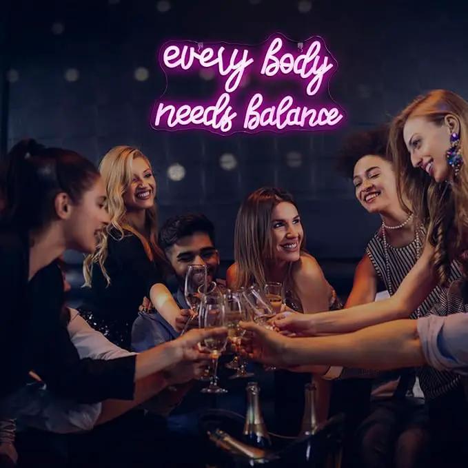 WLHOPE Every Body Needs Balance Neon Sign, Dimmable LED Neon Signs For Wall Decor,Connectivity Via USB Personalized Neon Signs,Spa Salon Led Light, Massage Neon Light, For Bedroom Living Room Decorate by GreenHaven Gardens