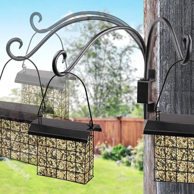AJART Bird Feeder Hanger of Swivel Hanging Plant Bracket for Outdoor(Black) More Suitable for Outside birdhouses Plant Hooks (16"-2PCs) by GreenHaven Gardens