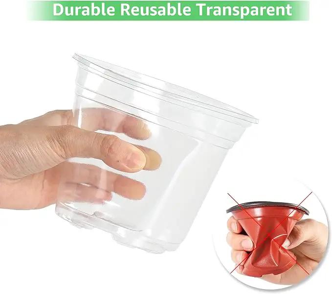 Bonviee 36 Packs 3.5/4/5 Inch Clear Nursery Pots, Transparent Plastic Planter with Drainage Holes, Seed Starting Pot Flower Plant Container -Clear by GreenHaven Gardens