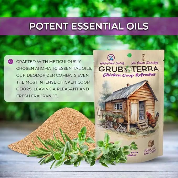 GrubTerra Coop Refresher Odor Freshener for Chicken Pen, Suitable for Chicken Waterer and Chicken Feeder, Smell Control Solution for Clean and Fresh Chicken Living Environment by GreenHaven Gardens