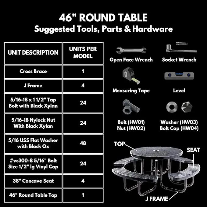 Coated Outdoor Furniture Heavy-Duty Portable Outdoor Picnic Table with Umbrella Hole, Expanded Metal Commercial-Grade Patio Dining Furniture Made in America (46" Round Top, Textured Sandstone) by GreenHaven Gardens