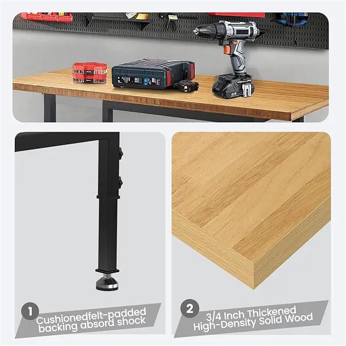 48" Adjustable Workbench,Heavy-Duty Work Table,3000 LBS Load Capacity Hardwood Workstation with Fixed feet,for Workshop, Garage by GreenHaven Gardens