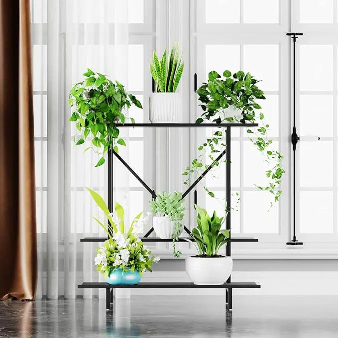 Zhongma 3 Tier Plant Stand Space-Saving Heavy Duty Plant Holder for Balcony, Home, Garden ,Metal Sturdy Plant Stand for Indoor and Outdoor by GreenHaven Gardens
