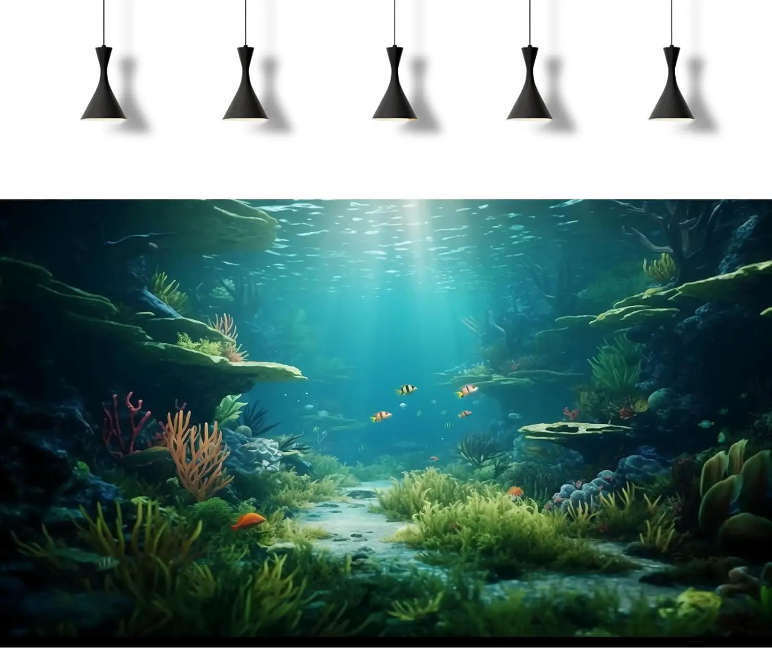 Ocean Floor Fish Tank Background Under The Sea Coral Reef Aquarium Background Underwater Aquatic Plants Corals Rock Cave Terrarium Backgrounds Tropical Fish Ocean Aquarium Backgrounds Decors 72x16in by GreenHaven Gardens