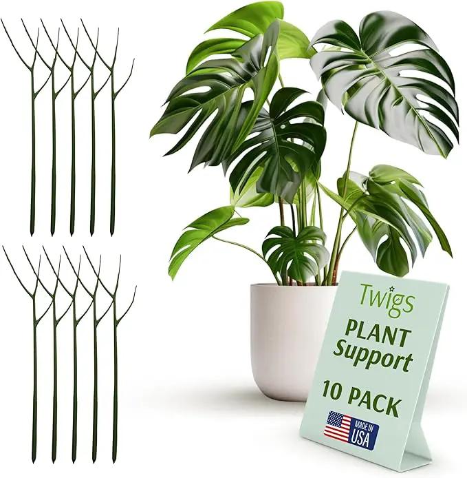 Plant Support Stakes, Stem Holder Structures for Indoor & Outdoor Use, Garden Accessories for Climbing & Potted Plants, Trellis Alternative - Monstera (Dark Green), 10 Pack, 22" L, Original by GreenHaven Gardens