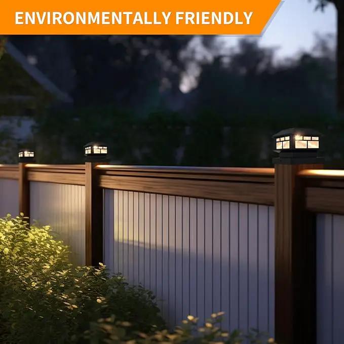 Solar Post Lights Outdoor, 20LM Fence Post Cap Lights,Waterproof, 2 Light Modes, Fit 3.5x3.5in 4x4in 5x5in Wooden Post, Solar Power Deck Lights for Garden Deck Patio Decoration（Black 4Pack） by GreenHaven Gardens