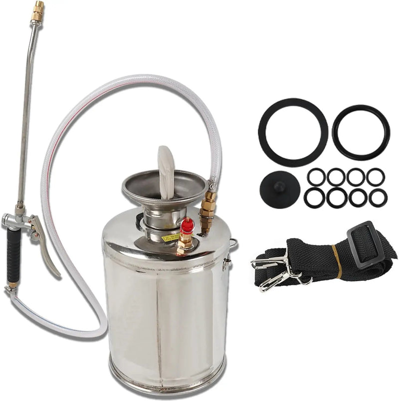 1 Gallon Stainless Steel Sprayer Hand Pump Sprayer with Pressure Gauge Safety Valve Adjustable Nozzle for Gardening Lawn and Cleaning by GreenHaven Gardens