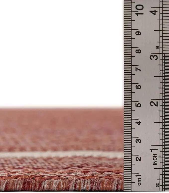 Unique Loom Outdoor Border Collection Area Rug - Soft Border (3' 3" x 5' 3" Rectangle Rust Red/Ivory) by GreenHaven Gardens
