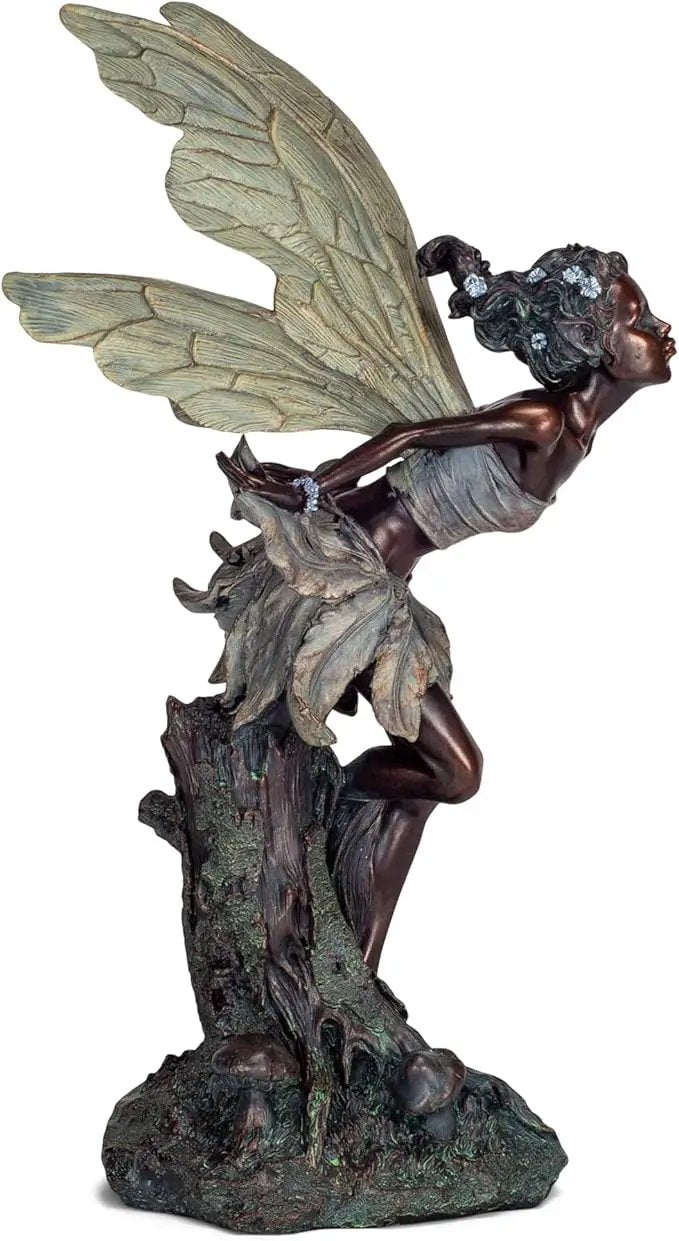 Lovely Kissing Fairy Bronze Tone 19.75 Inches Polyresin Outdoor Garden Statue by GreenHaven Gardens