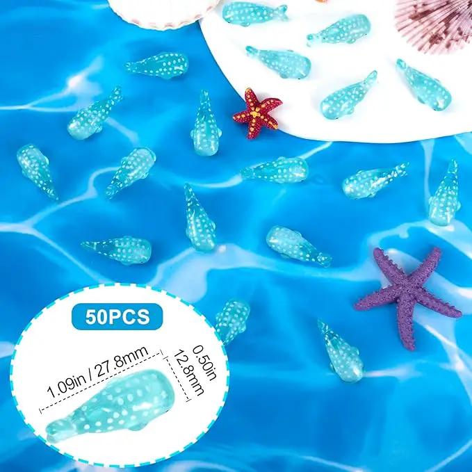 50Pcs Whale Miniature Figurines, Mini Resin Fake Fish Animal Sculptures Blue Ocean Theme Home Decoration for Fairy Garden Succulent Planter Moss Landscape Terrarium DIY Craft by GreenHaven Gardens