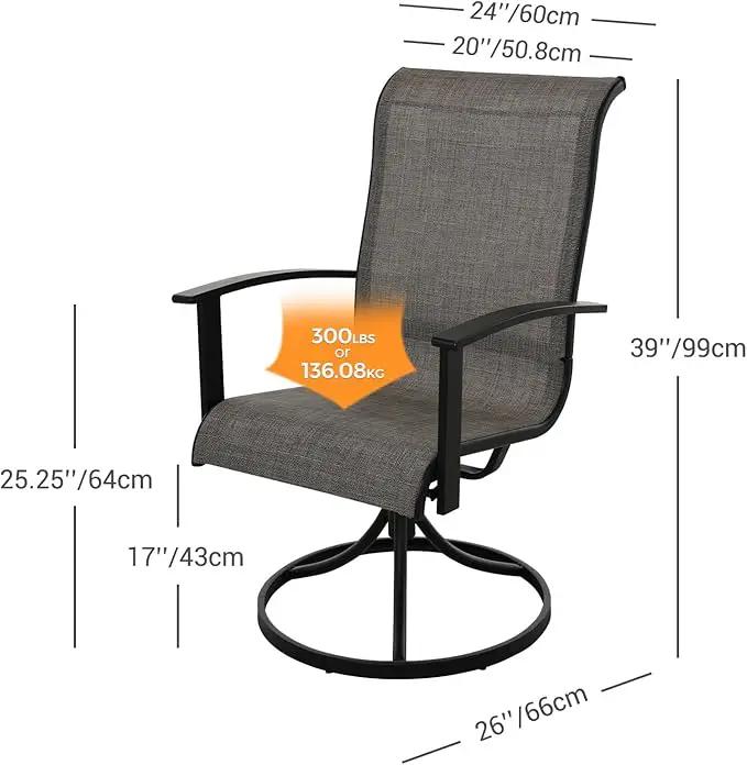 Grand Patio Outdoor Swivel Dining Chairs Set of 2, 360 Degree Mesh Sling Rocker Sets for Deck, Garden Backyard, Mixed Coffee by GreenHaven Gardens