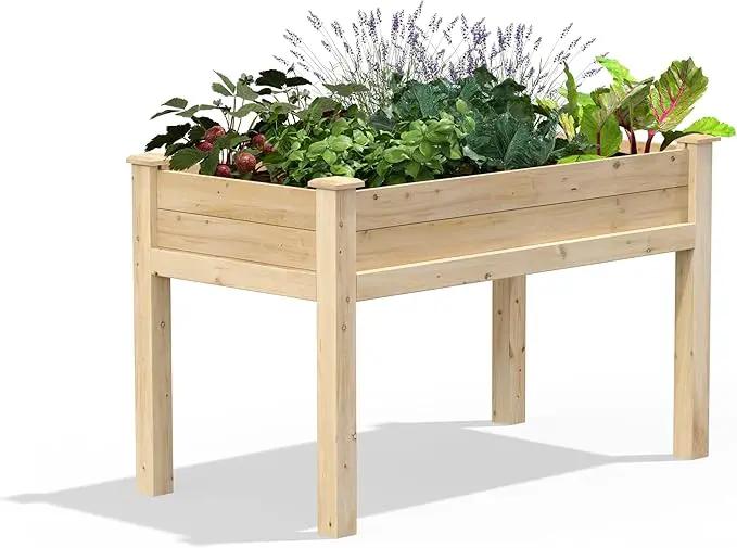 Greenes Fence Original Cedar Elevated Garden Bed, 24" W x 48" L x 31" H - Made in USA with North American Cedar by GreenHaven Gardens
