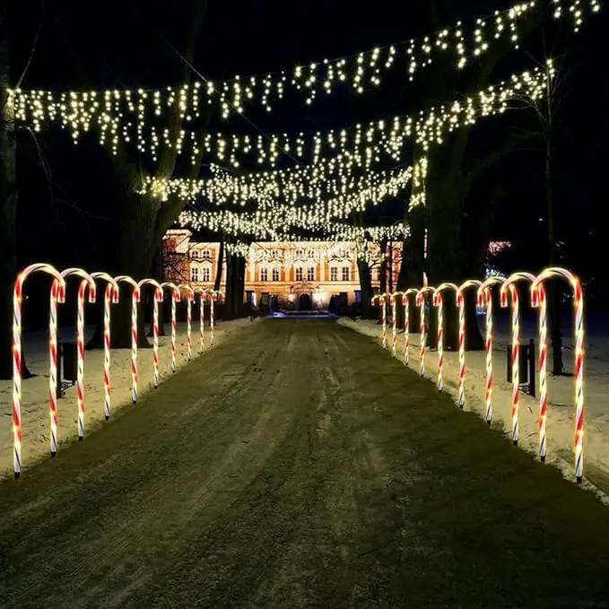 26" Christmas Decorations Outside Candy Cane Lights, Set of 10 Pack Landscape Path Lights for Yard Patio Garden Walkway Festival Holiday, Red & Green by GreenHaven Gardens
