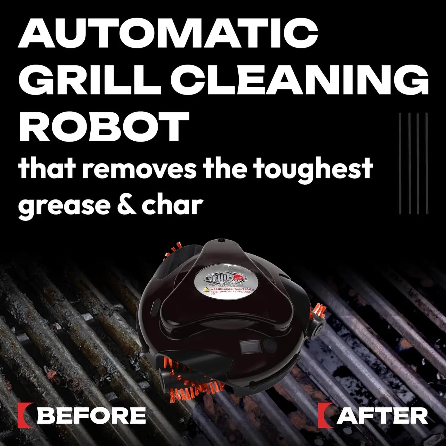Grillbot Automatic Grill Cleaning Robot with Nylon Brushes, BBQ Grill Cleaner, Grill Brush, Grill Scraper, BBQ Accessories (Black Grillbot + Carry Case) by GreenHaven Gardens