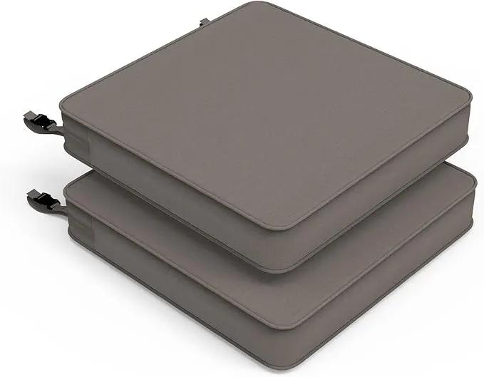 LVTXIII Patio Chair Cushions 19"x19"x3", Water-Repellent Outdoor Seat Cushions for Patio Furniture, Square Chair Pads with Ties for Home Garden Decoration, Set of 2, Dark Grey by GreenHaven Gardens