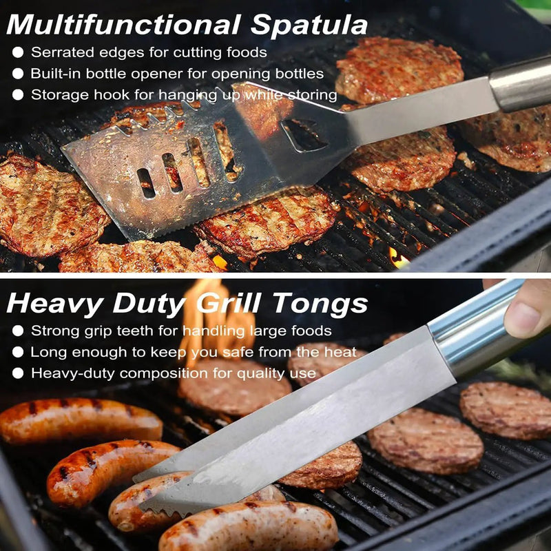 POLIGO 22PCS Heavy Duty BBQ Grill Accessories Set, Non-Slip Grill Tools for Outdoor Grill Set Thicker Stainless Steel Grill Utensils Set, Deluxe Grilling Tools Set in Aluminum Case Ideal Gifts for Men by GreenHaven Gardens