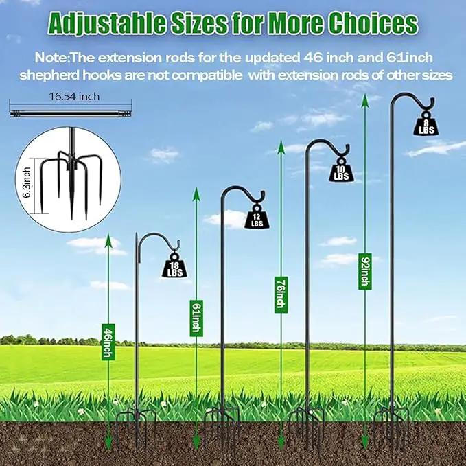 CMASTER Shepherd Hook for Outdoor, 1 Pack 46Inch Bird Feeder Pole with 5 Prong Base Heavy Duty Adjustable Garden Hook for Hanging Plant, Hummingbird Feeder, Lantern(46Inch) by GreenHaven Gardens