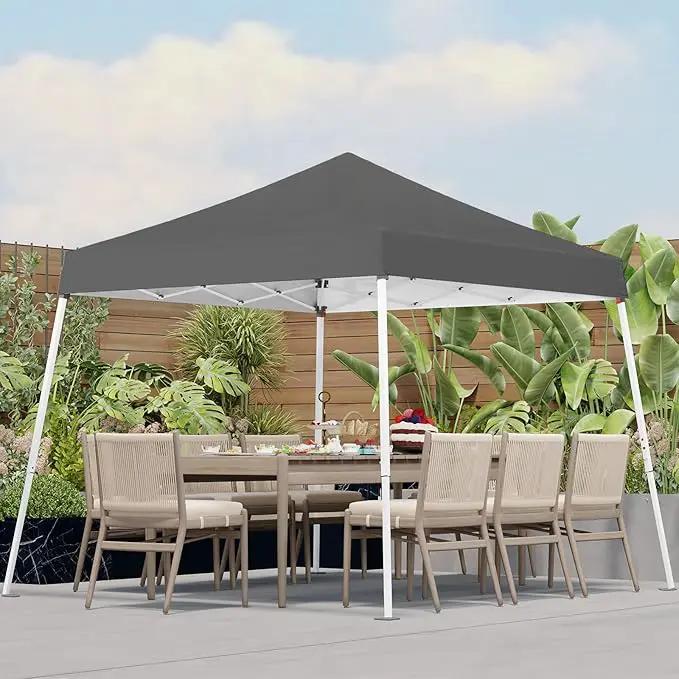 10x10 Pop Up Canopy, 300D Silver Coated Grey Fabric Outdoor Gazebo, Beach Tent Slant Legs with Storage Bag,Easy Up Sun Shade Shelter Tents with 8x8 Top Cover for Patio,Party by GreenHaven Gardens