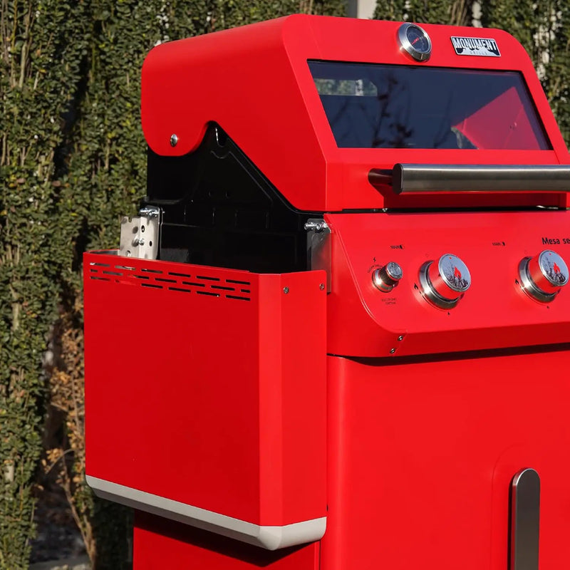 Monument Grills 2-Burner Stainless Steel Liquid Propane Gas Patio Garden Barbecue Grill with Clearview® Lid, Knob Control and Two Foldable Shelves Mesa200R, Red by GreenHaven Gardens