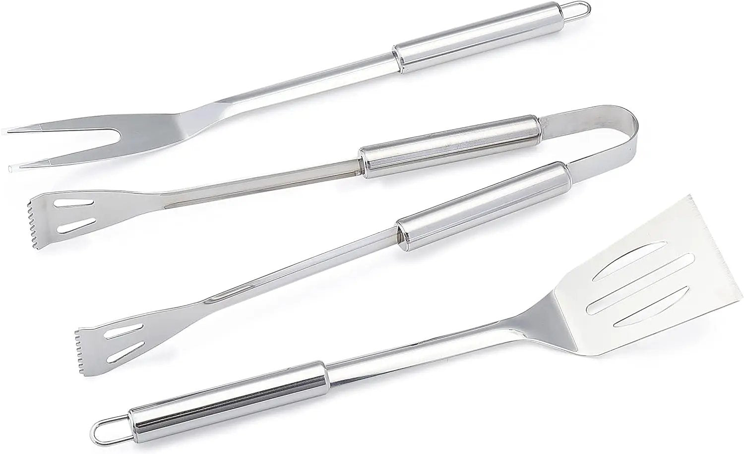 Amazon Basics 4-Piece Stainless Steel Barbeque Grilling Tool Set with Carry Bag by GreenHaven Gardens