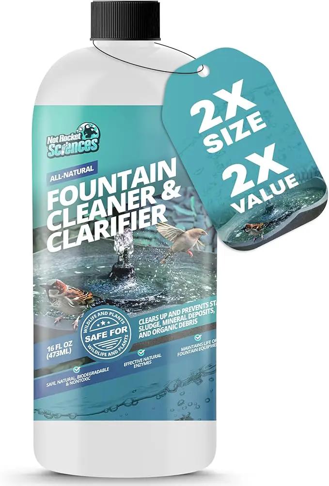16oz Water Fountain Cleaner - Cleans 80 Gallons of Water, Bird Bath Cleaner Safe for Birds and Wildlife, Ideal for Indoor & Outdoor Use - Prevents Dirt Build-Up and Clog, Safe for Stone, Metal & More by GreenHaven Gardens