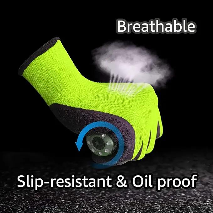 Evridwear Crinkle Latex Rubber Hand Coated Safety Work Gloves for Men Women General Multi Use Construction Warehouse Gardening Assembly Landscaping (X-Large,Green- 12Pair) by GreenHaven Gardens