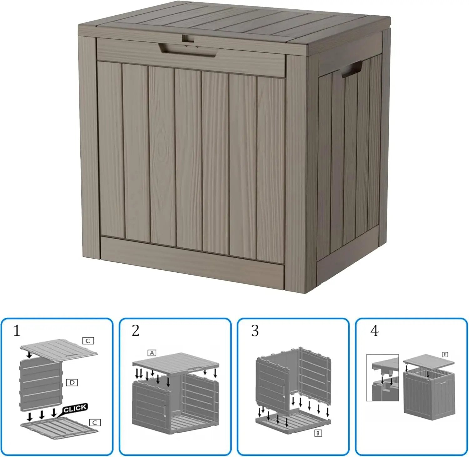 30 Gallon Waterproof Deck Box, Lockable Resin Storage Box for Patio Furniture Cushions Garden Tools and Outdoor Delivery Storage, Coffee by GreenHaven Gardens