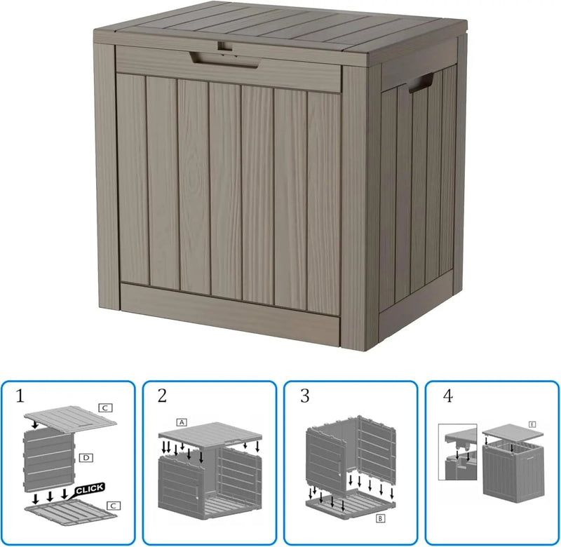 30 Gallon Waterproof Deck Box, Lockable Resin Storage Box for Patio Furniture Cushions Garden Tools and Outdoor Delivery Storage, Coffee by GreenHaven Gardens