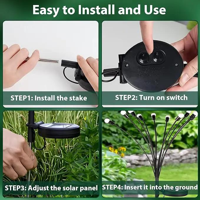 8-Pack Solar Garden Lights, 64 LED Solar Lights Outdoor for Garden Decor, Waterproof Firefly Light Outdoor (Sway by Wind), Swaying Light for Outside Yard Pathway Landscape Decorations (Warm White) by GreenHaven Gardens