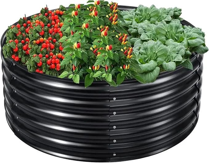 EDOSTORY 17" Tall, 42" Round Metal Raised Bed Garden Bed Kit, Galvanized Planter Raised Garden Boxes Outdoor, Large Metal Raised Garden Beds for Vegetables, Flowers, Herbs by GreenHaven Gardens