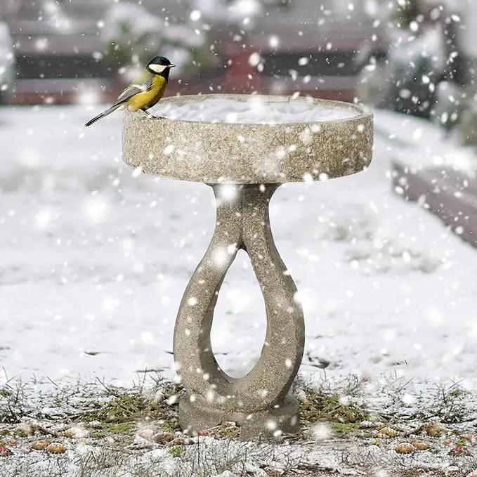SKYFIRE 21.8”Birdbaths for The Garden Clearance -Concrete Modern Bird Bath for Outside, Yard Statue Decoration for Garden, Patio, Yard, Lawn -15.7”Dia X 21.8”H Contemporary Birdbath with Pedestal by GreenHaven Gardens