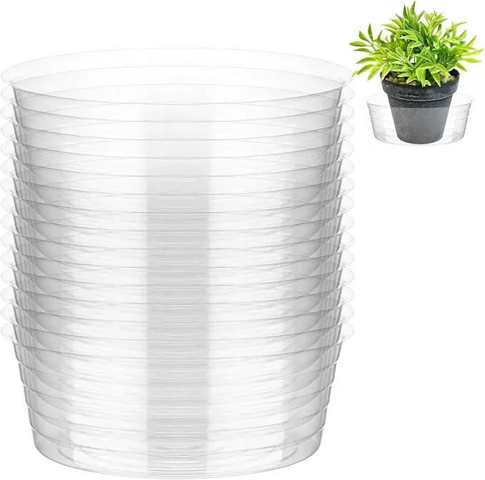 Hoolerry Plastic Plant Saucer Clear Deep Drip Tray Thickened Clear Plant Saucers Trays for Pots Deep Drip Trays for Home Garden Indoor and Outdoor Potted(15 Pcs,12 Inch) by GreenHaven Gardens
