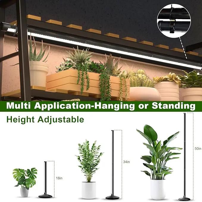 bedee LED Grow Light for Indoor Plants: 50 Inch Full Spectrum Plant Lights for Seed Starting with Timer and 10 Level Dimmable Standing Plant Growing Lamp for Greenhouse with Hanging Accessories by GreenHaven Gardens