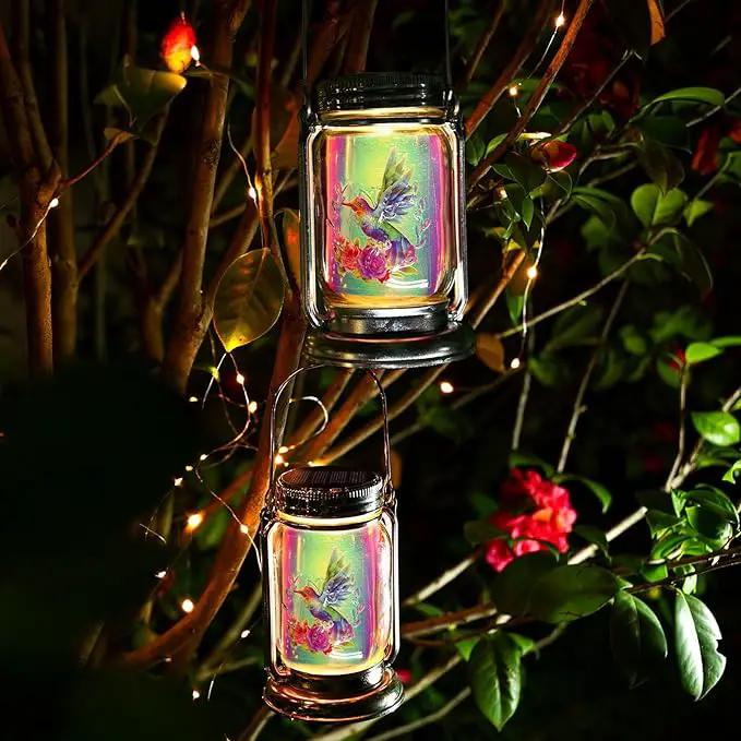 Hummingbird Solar Lanterns Outdoor Waterproof Hanging,2 Pack Outdoor Solar Lanterns,Gifts for Mom Women Men Decorative LED Lanterns for Yard, Patio, Lawn, Tabletop, Pathway, Landscape, Garden by GreenHaven Gardens