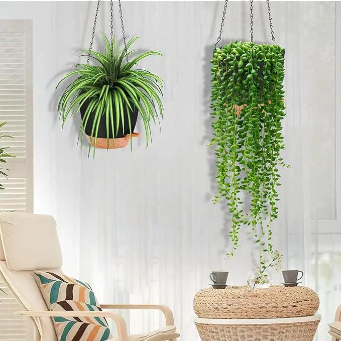GARDIFE Hanging planters for Indoor Plants, 8 inch Hanging Planter, Self Watering Plant Pot, 2 Pack self Watering Hanging Planter, Black by GreenHaven Gardens