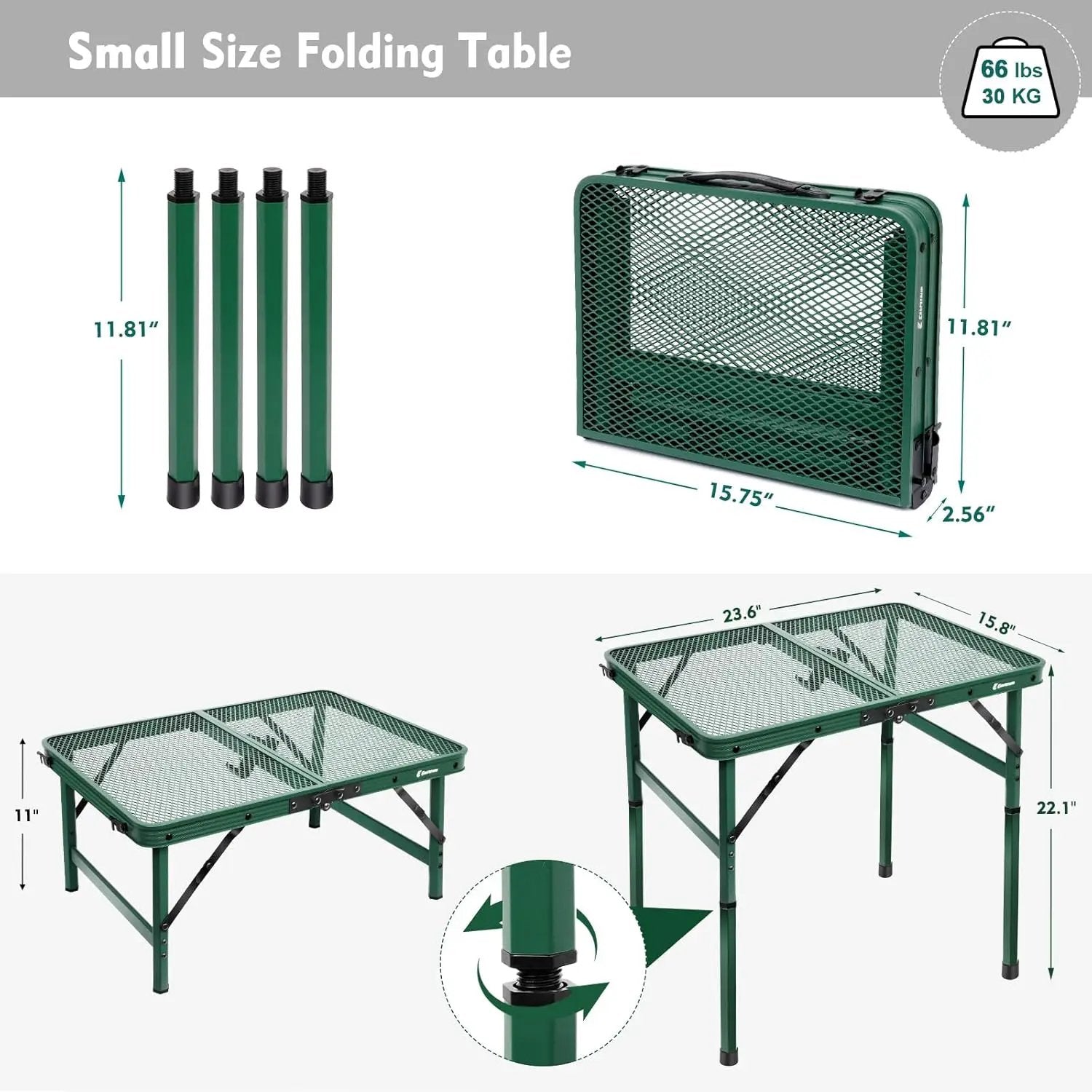 Small Folding Table, Easy for Storage, Compact and Portable Picnic Table for Grill, Outdoor Camping, Garden, Patio, Dining, BBQ, Party, Market, 2Ft (Small, Green) by GreenHaven Gardens